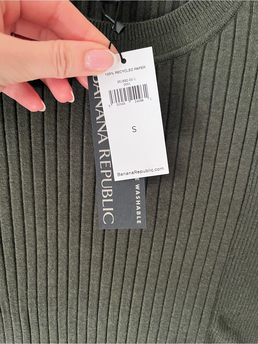 Banana Republic Olive Green Ribbed Crewneck Top